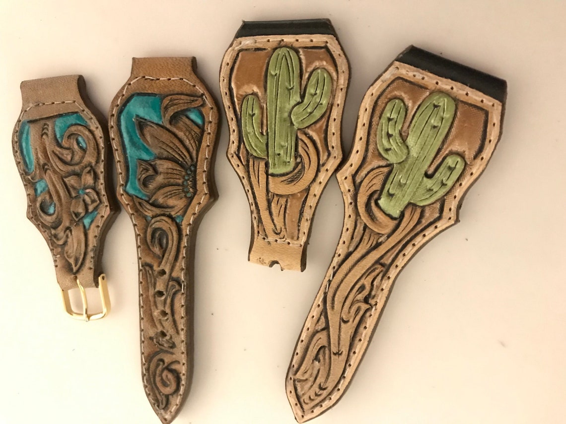 Hand Tooled Leather Watch Band - Etsy