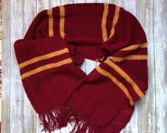 Wizard scarf, Gryffindor gift, Wizarding school, Handmade scarf Order of the Phoenix version, hogwart, long scarf, Hermione Granger