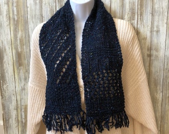 Navy blue accessories Irish wool scarf knit, gifts for boyfriend from girlfriend, Handmade gift for men, Winter birthday gifts for husband