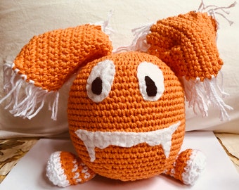 Monster plushie, amigurumi monster, orange plush, toddler toys, new baby decoration, child birthday gift, Halloween presents for women