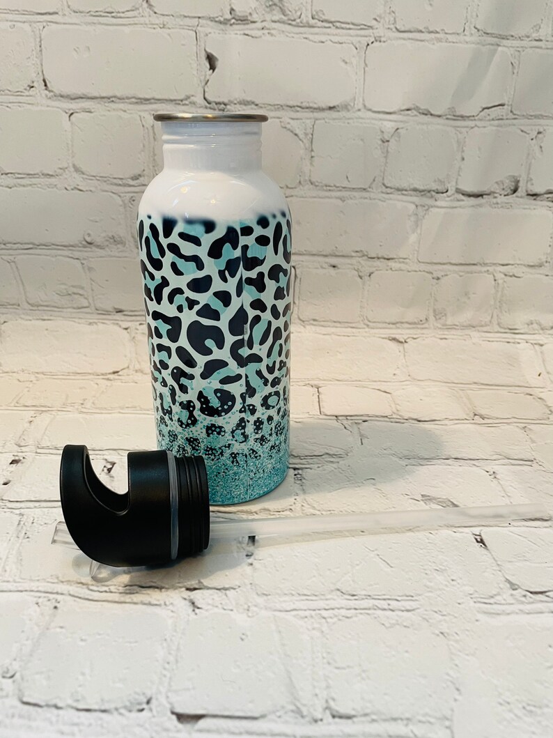 Leopard Print Water Bottle / Leopard Print / Teal Leopard Print