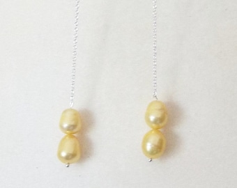 Énormes boucles d'oreilles de 6 po. avec perles jaunes des mers du Sud de 11-12 mm, accessoires Gatsby, cadeau pour petite amie, style tendance, boucles d'oreilles de boîte de nuit