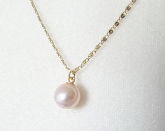 The Rolls Royce Of Pearls, Champagne Pearl Pendant, Simplicity, Floating Stacking Pendant, Dainty Minimalist, Fine Jewelry, Valentine Gift