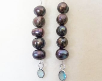 Seawater Pearls, Rare Chocolate Brown With Green Hues, Akoya Pearl Earrings, Birthday Gift, Gift For Her, Valentine Gift, Sweet 16 Gift,