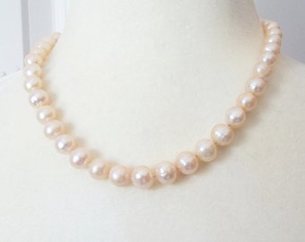 Exquisite Large Pink Champagne Akoya Pearls, Bridal Choker Necklace, Graduation Gift, Wedding Accessories, Valentine Gift, Keepsake Gift