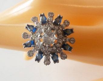 Extraordinary Star Burst Cluster Cocktail Ring, size 6US, Certified Moissanite Lab Created Diamond, Gift For Girlfriend, Promise Ring