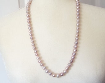 South Sea 9-10mm Lavender Pearl Necklace, Seawater Pearls, 25" Evening Wear pearls, Gift For Her, Artisan Handmade, Luxury Gift For Woman