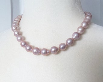 High Luster Lavender South Sea 11-12mm Pearl Necklace, Layered Necklace, Cocktail Necklace, Chunky Prom Pearls, Evening Wear, Christmas Gift