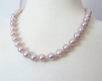 South Sea  Lavender Pearl Necklace, Evening Wear, Prom Party Pearls, Handmade Gift, Seawater pearls, Unique Gift For Woman, Long Pearl Drops
