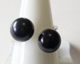 Black 9-10mm South Sea Pearl Ring, Minimalist Ring, Contemporary Ring, Unique Statement Ring, Gift For Her, Girlfriend Gift