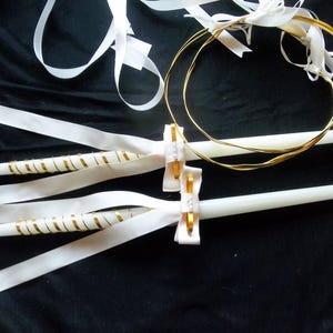 Orthodox Greek Stefana, A Set Of Gold Stephana Wedding Crowns, Two 20&quot; Lambathes, Wreath- Tiara, Hair Jewelry, Keepsake Gift for the Couple