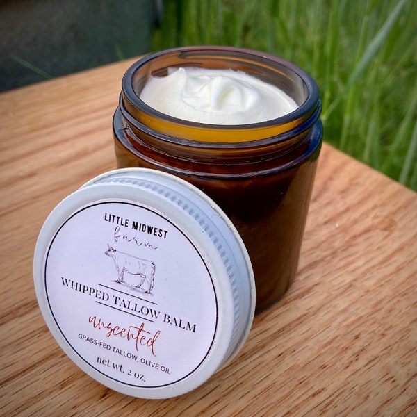 Grass-Fed Whipped Beef Tallow Balm | Grass-Finished Tallow Skincare | Tallow Face Cream | Face, Body Lotion | Pure Essential Oils | Natural