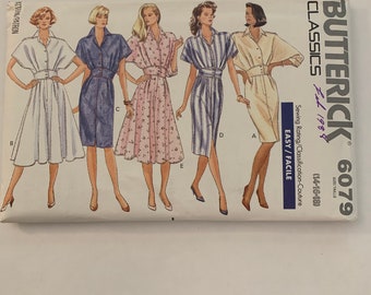 Vintage Butterick Pattern 6079 Shirt Dress size 14-16-18