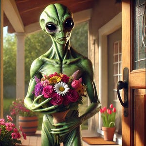 Amour extraterrestre : carte de Saint-Valentin téléchargeable et imprimable 5 x 7, paranormal, impression PDF et découpe à la maison