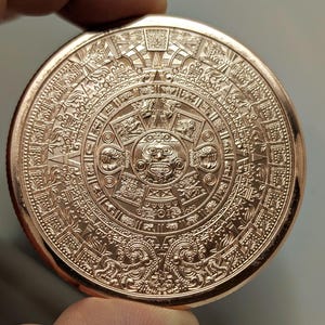 Premium Aztec Calendar Warrior Design 5oz .999 Fine Copper Round | High Grade Bullion Collectible | Precision, Detailed Quality, Proof Like