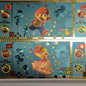 Super Mario 6pc Gold Foil Collectible Card Set – Mario, Luigi, Peach, Bowser, Yoshi & Toad | Unique Gamer Gift, Nintendo Fan Collectible