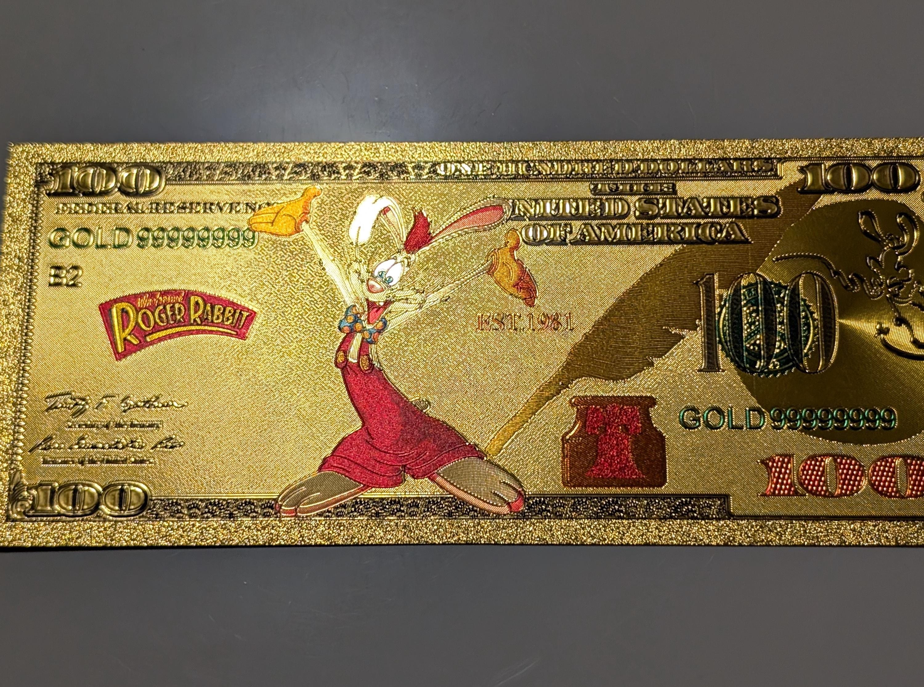 Roger Rabbit Coin 24k Gold Foil Who Framed Roger Rabbit Novelty Banknote Set Featuring ...