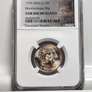 2026-D Washington Quarter NGC Gem Uncirculated “Revolutionary War” 1776–2026 Semiquincentennial 250 Years America