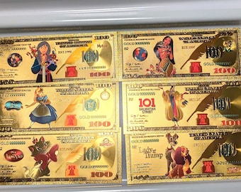 12pc 24K Gold Foil Disney Novelty Note Set – Classic Disney Cartoons