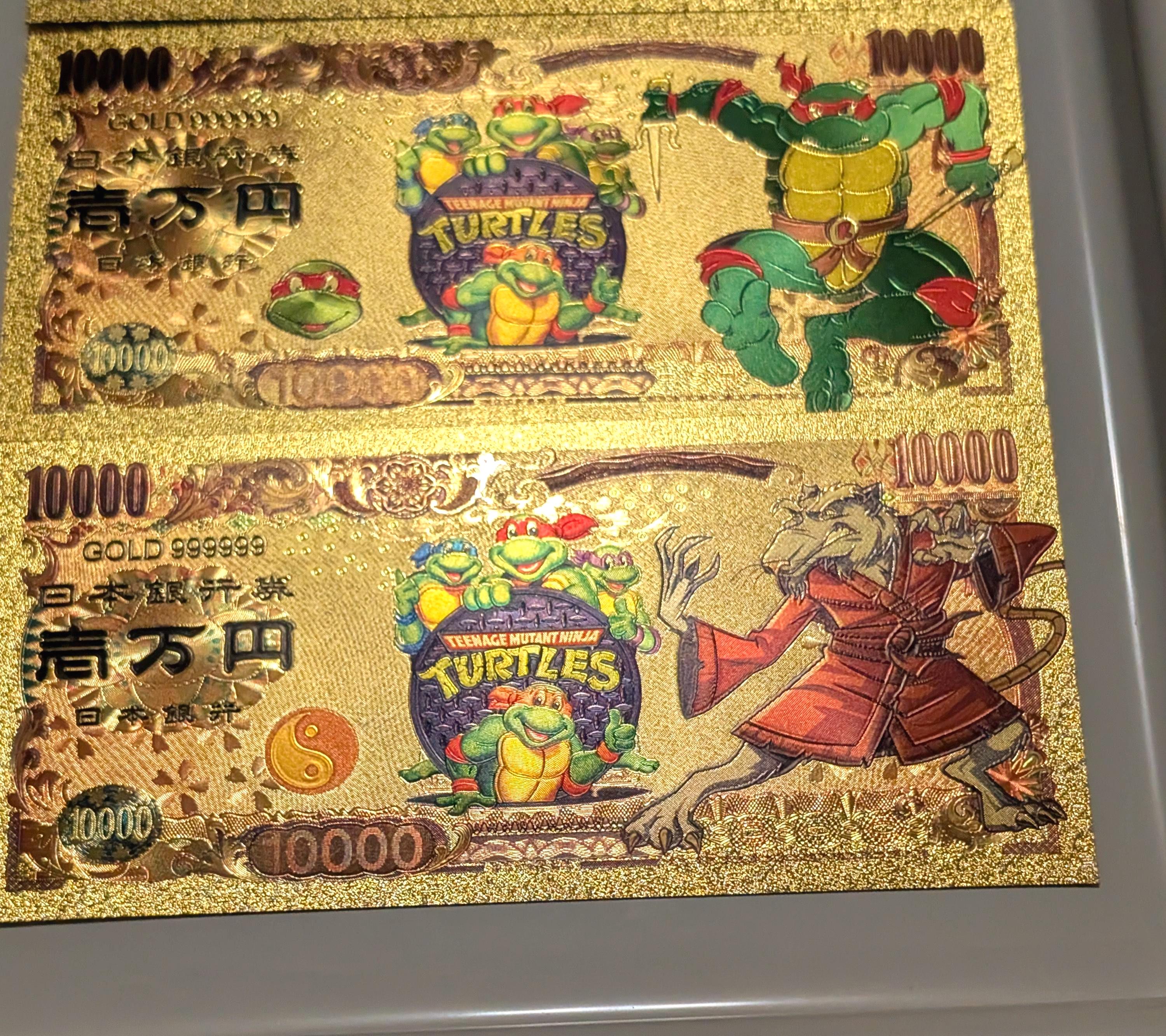 模国宝金剛面 乾漆面 Replica National Treasures Teenage Mutant Ninja Turtles 24k Gold Foil Collectible 5pc