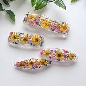 Real natural flower hair clip, Handmade flower hair barrette, resin hair clip, fashion hair accessory, gift for women, wedding hair clip image 1