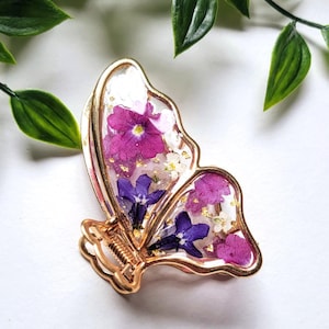 Real dried flower hair claw clip, medium crab clip, floral hair clip, flower clip, half moon hair clip, resin flower crab clip, wedding