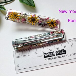 Hårspänne tillverkat med en riktig naturlig blomma, hårspänne i harts, handgjort, hårspänne för torkade blommor, håraccessoar, bröllop 1 pince rose