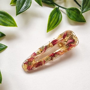 Real natural dried flower hair clip, resin hair clip, long hair accessory, handmade hair clips, fashion hair accessory, wedding barrette image 2