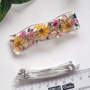 Real natural flower hair clip, Handmade flower hair barrette, resin hair clip, fashion hair accessory, gift for women, wedding hair clip image 4