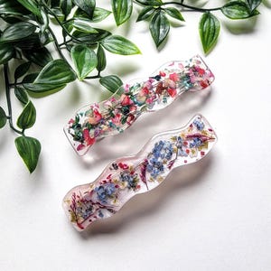 太い髪用のエクストラロングバレッタ、天然ドライフラワーバレッタ、フレンチクリップバレッタ、太い髪用アクセサリー、結婚式、