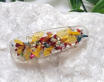 Real natural dried flower hair barrette, resin hair clip,  flower hair clip, long hair accessory , flower jewelry, handmade clip, wedding