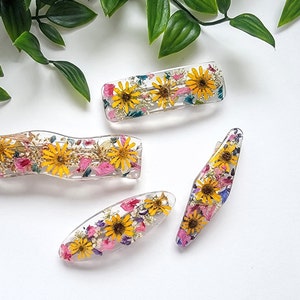 Real natural flower hair clip, Handmade flower hair barrette, resin hair clip, fashion hair accessory, gift for women, wedding hair clip image 10