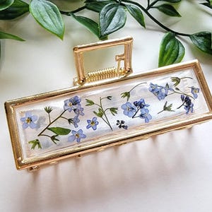 Real dried flower hair claw clip, crab clip, large claw, floral hair clip, resin flower clip, half moon hair clip, flower crab clip, wedding
