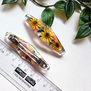 Hårspänne tillverkat med en riktig naturlig blomma, hårspänne i harts, handgjort, hårspänne för torkade blommor, håraccessoar, bröllop Moyenne losange