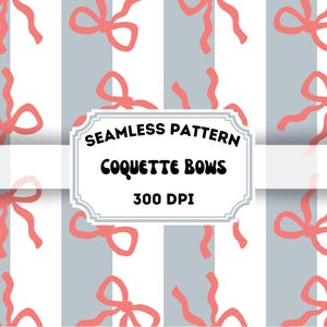 Coquette Bows Seamless Pattern, Bow Digital Paper, Cottage Core Seamless File, Summer Digital Paper, Scrapbook Paper png