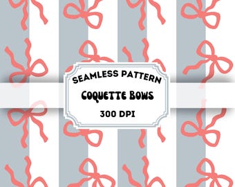 Coquette Bows Seamless Pattern: Cottagecore Digital Paper (PNG Files, 300 DPI)