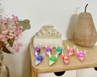 Origami Paper Cranes Rainbow Pattern Cute Aesthetic Rustic Colourful Wings Decor 5x5cm