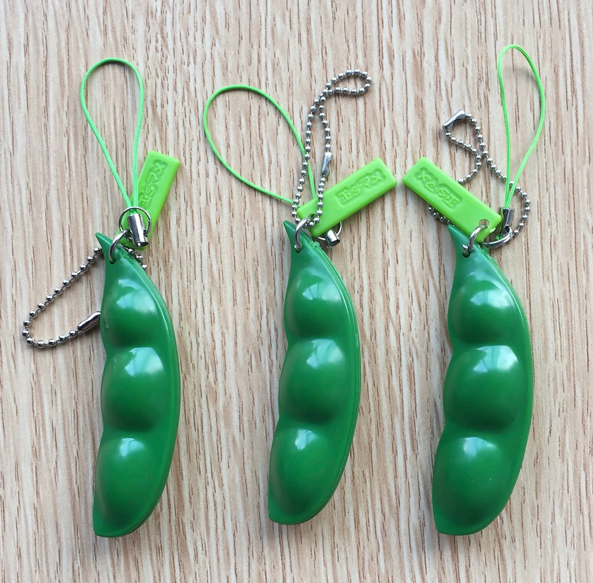 3 Edamame Keychain Fidgets Toy Pack Squeezeabean/adhd Etsy