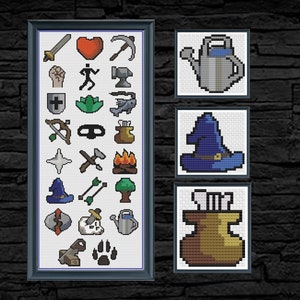 RuneScape Skill Icon Pattern Pack –Runescape Cross Stitch Pattern – Instant Digital Download