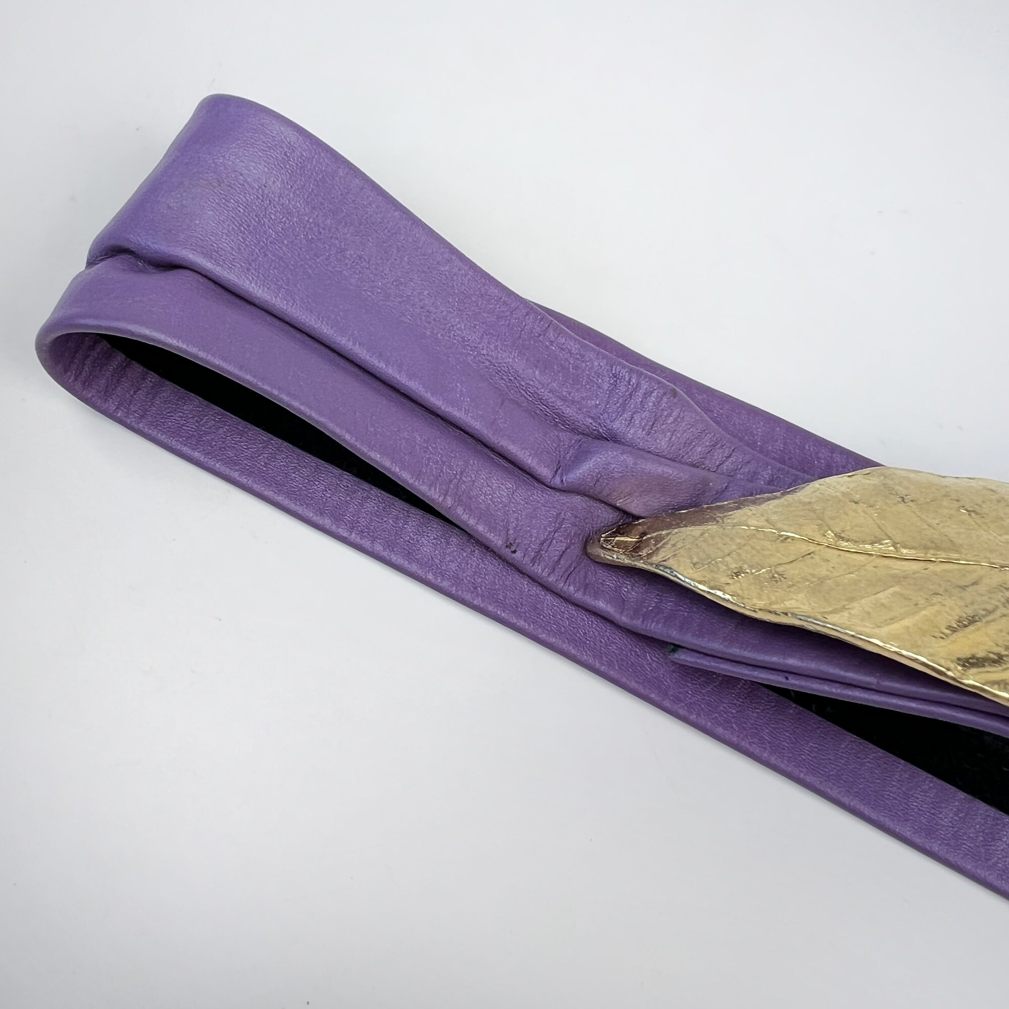 1982 Vintage Belt, © Mini Di N, Purple Leather & Gold Leaf, Gay Boyer New York 1982 Vintage Belt, © Mini Di N, Purple Leather & Gold Leaf  main image 3