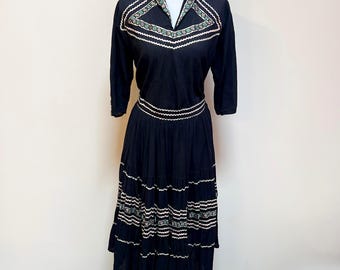 50s Thunderbird Fashions Fiesta Patio Dress Set, Full Circle Skirt, ROCKABILLY