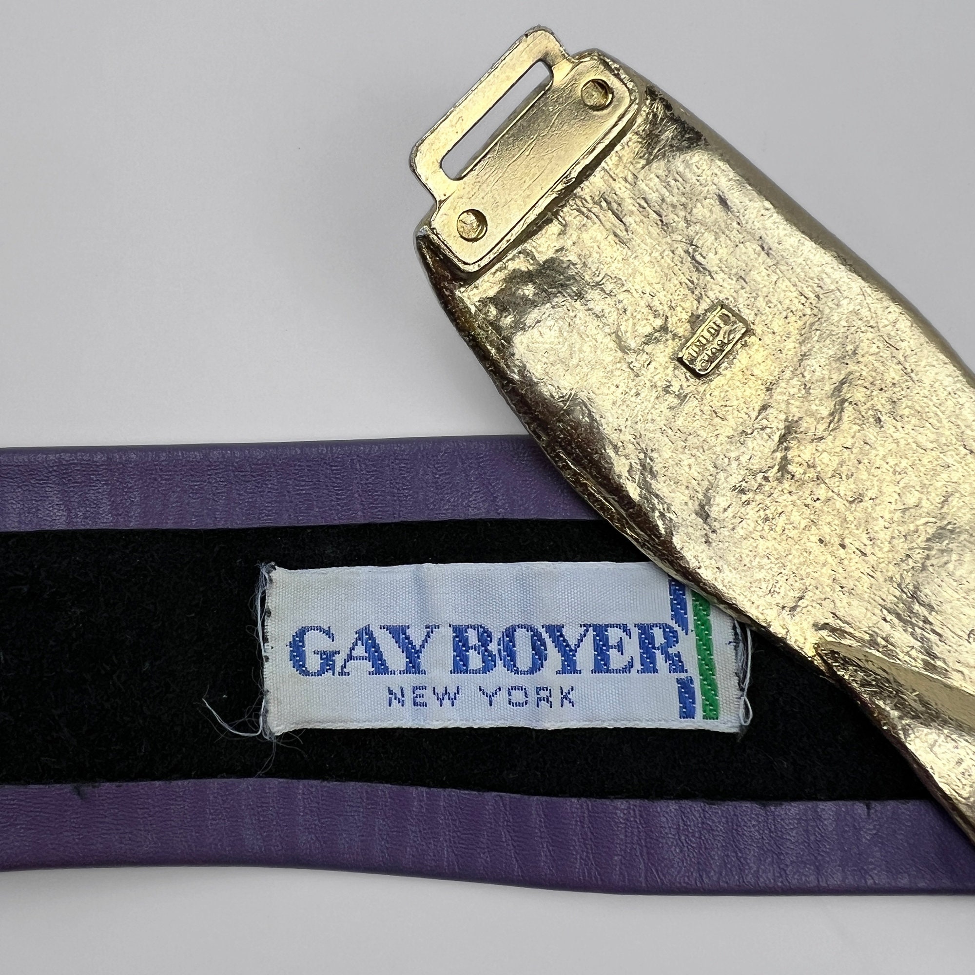 1982 Vintage Belt, © Mini Di N, Purple Leather & Gold Leaf  display picture 2