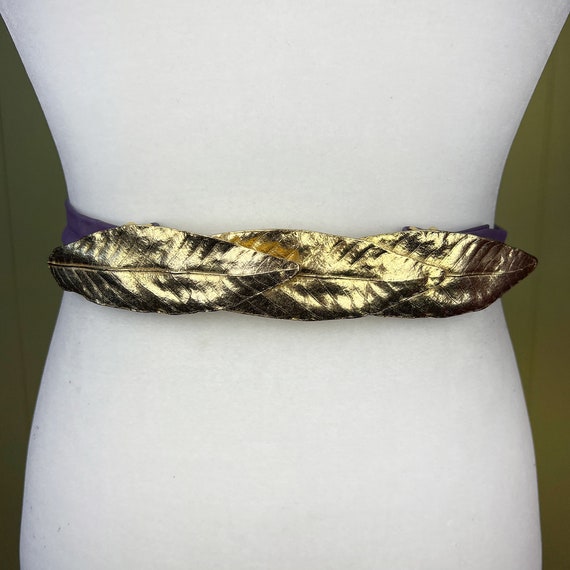 1982 Vintage Belt, © Mini Di N, Purple Leather & Gold Leaf, Gay Boyer New York 1982 Vintage Belt, © Mini Di N, Purple Leather & Gold Leaf  main image 3