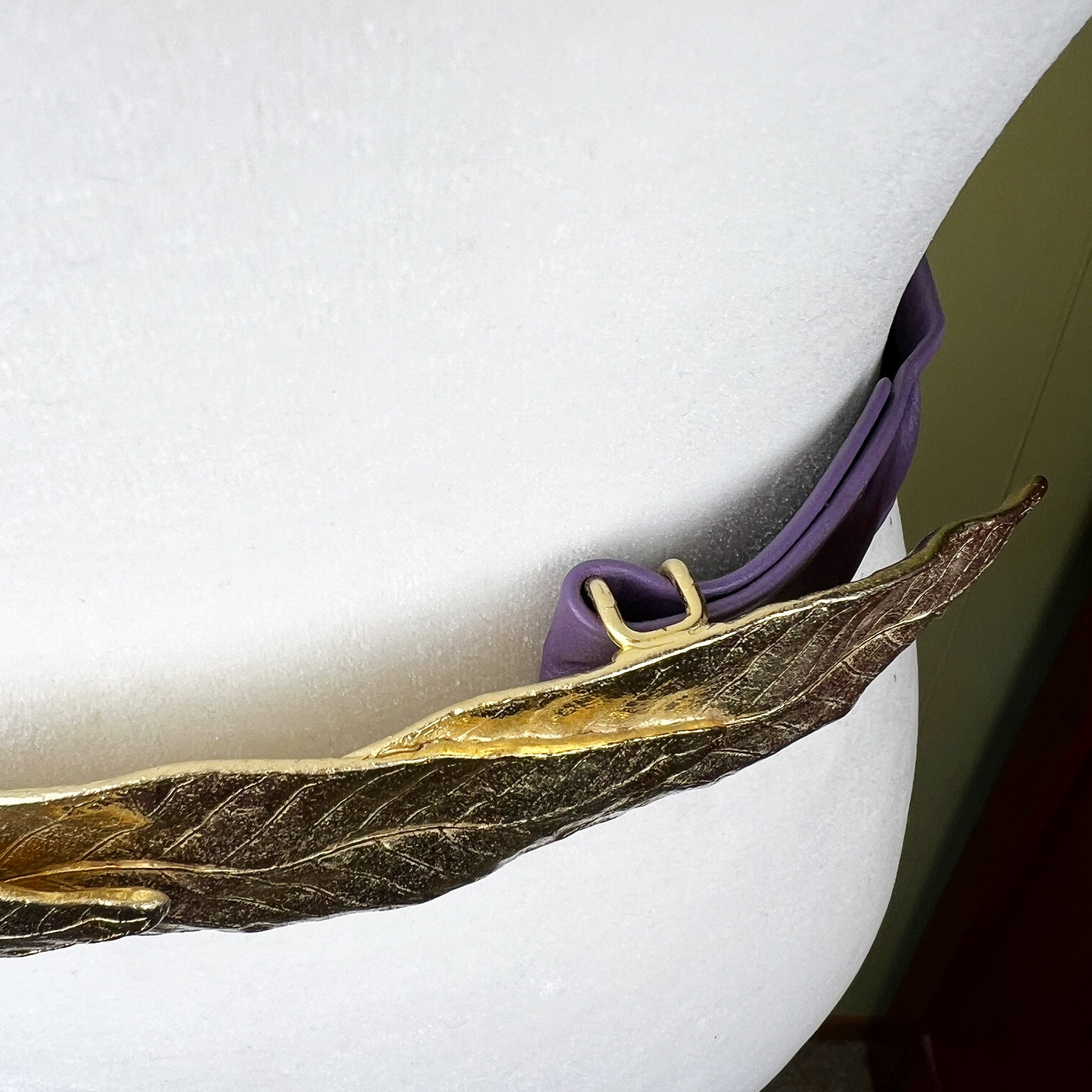 1982 Vintage Belt, © Mini Di N, Purple Leather & Gold Leaf  display picture 3