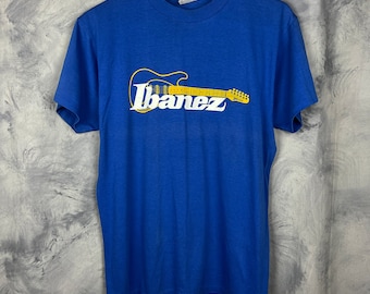 Vintage 80s Ibanez T-shirt, Stan's Guitar Shop Glendora CA, SINGLE STITCH 2-sided