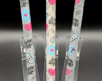 Penna glitterata Nurse Squad – Penna in gel con resina epossidica