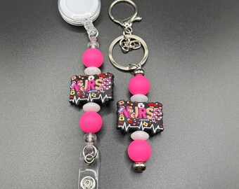Porta badge da infermiere / Portachiavi con perline in silicone