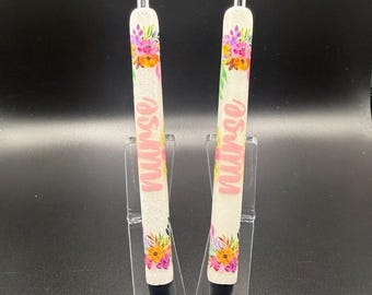 Penna gel glitterata Floral Nurse