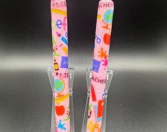 Penna per ringraziare gli insegnanti - Regalo personalizzato per insegnanti - Penna gel glitterata ricaricabile - Design Apple Pencil Crayon - Il miglior regalo di sempre per gli insegnanti