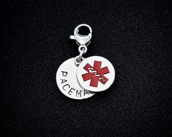 Hand Stamped Medical Alert Key Ring: SOS Emergency Charm Many Choices